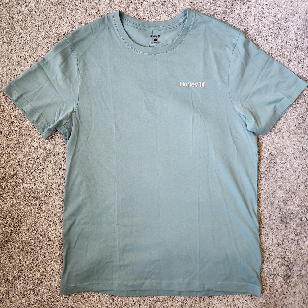 Hurley Shirt Mens L Green‎ Crew Neck Short Sleeve Cotton Summer Jersey NWT